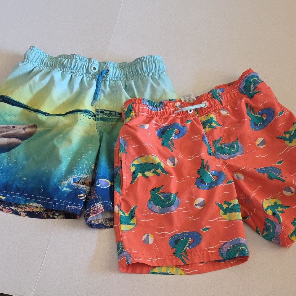 Wonder nation Kids Swim Shorts - Coral Shark Print & Aqua Ocean